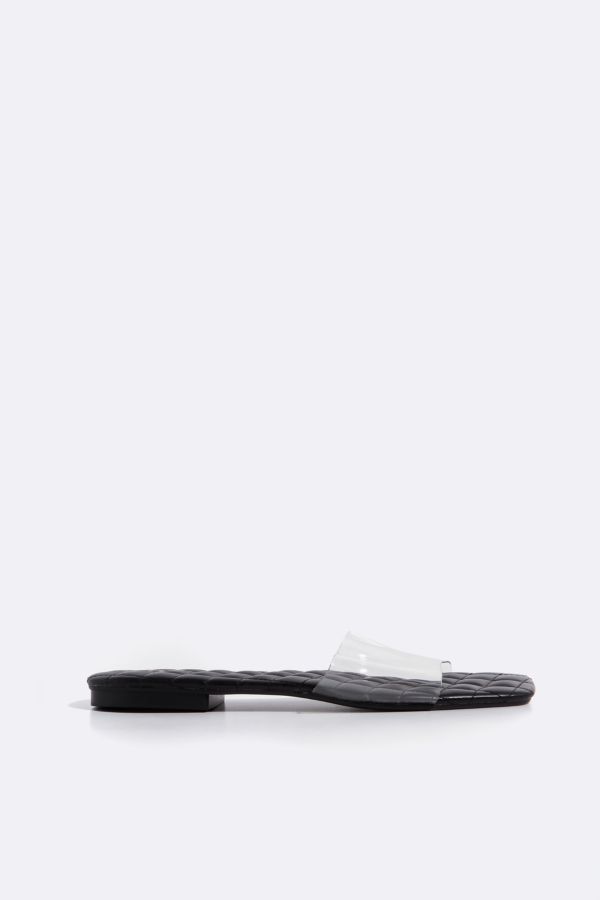 Quilted Clear Slip On Mule