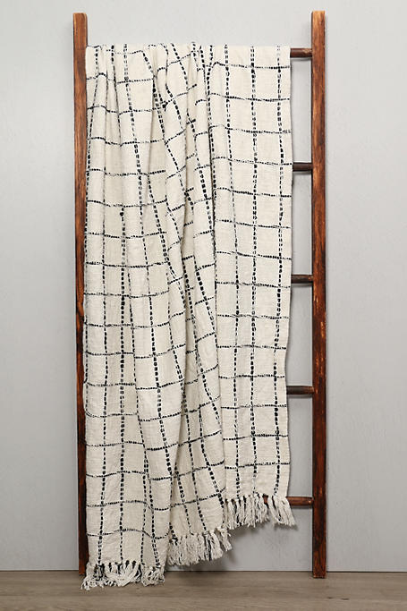 Cotton Grid Check Woven Throw 140x180cm