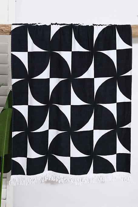 Printed Cotton Windmill Fringe Beach Towel 90x150cm