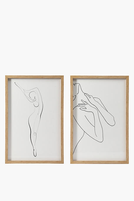 2 Piece Framed Line Art, 40x60cm