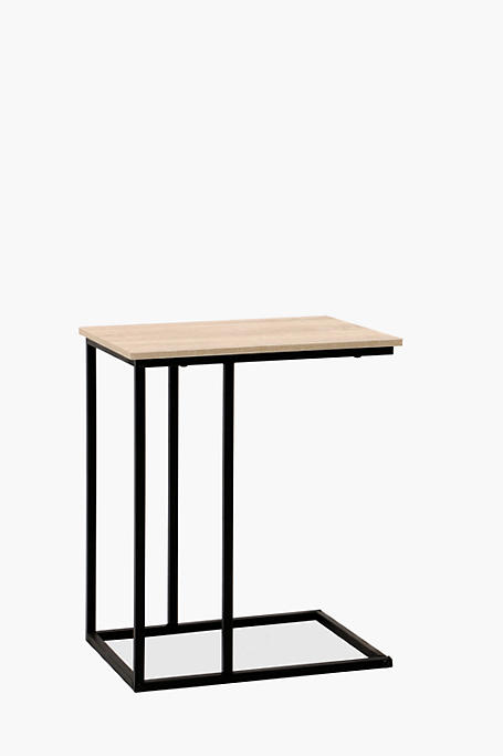 Metal And Wood U Shaped Side Tables