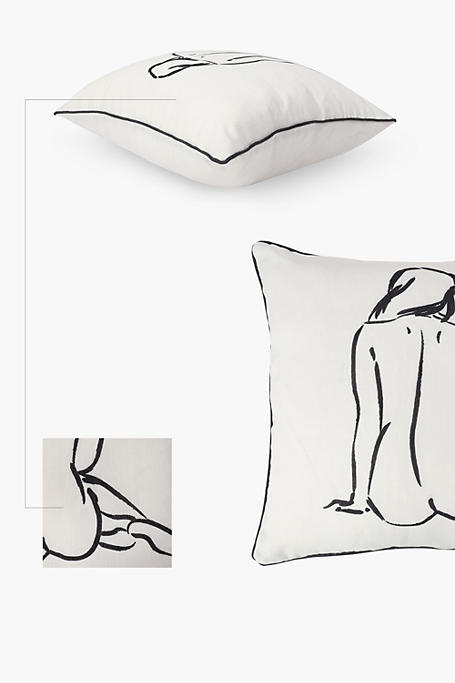 Line Drawing Feather Filled Scatter Cushion, 60x60cm