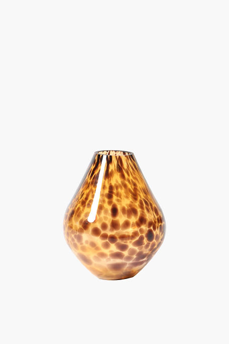 Tortoise Glass Belly Vase, 17x22cm