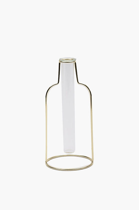 Glass Tube Standing Vase, 10x22cm