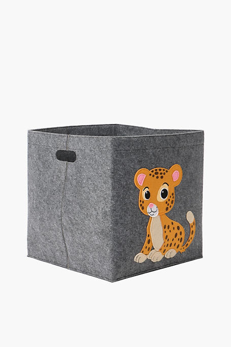 Cheetah Felt Storage Basket Small