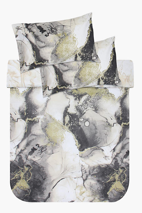 Polycotton Marble Foil Abstract Duvet Cover Set