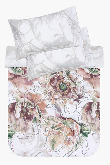 Polycotton Gemma Line Floral Duvet Cover Set