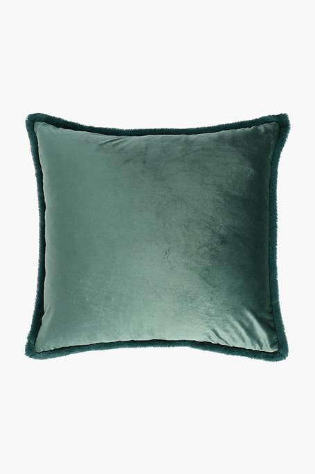 Velvet Faux Fur Trim Scatter Cushion 60x60cm