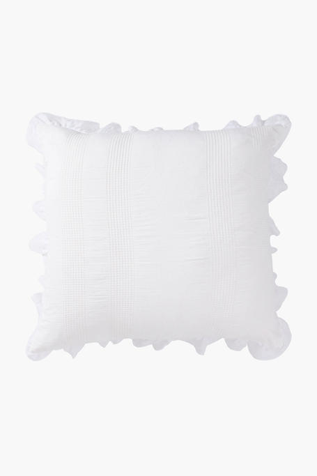 Feather Filled Cotton Waffle With Frill Scatter Cushion 60x60cm