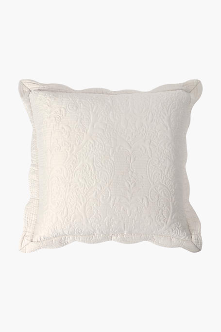 Feather Filled Quilted Satin Embroidered Scatter Cushion, 60x60cm