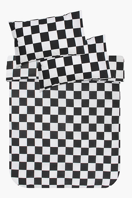 Polycotton Checkerboard Duvet Cover Set
