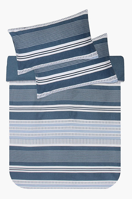 Winter Brushed Cotton Alcase Stripe Duvet Cover Set