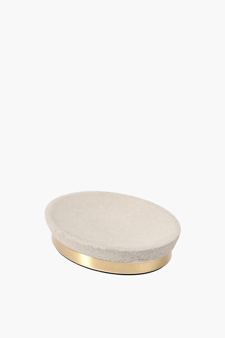 Cement And Gold Trim Soap Dish