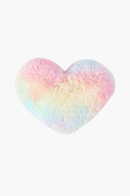 Faux Fur Rainbow Heart Scatter Cushion 40cm