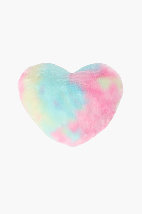 Faux Fur Rainbow Heart Scatter Cushion 37cm