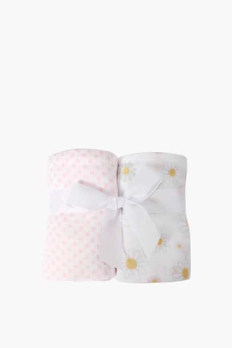 2 Pack Autumn Floral Muslin Cloths