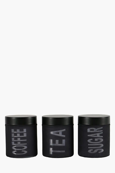 Set Of 3 Frosted Glass Canisters