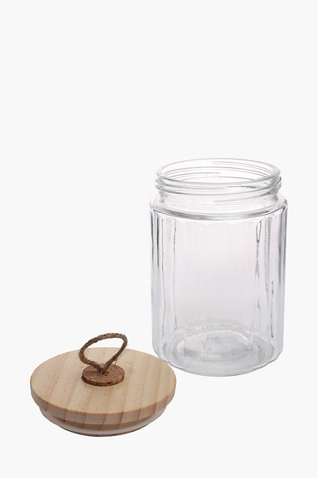 Ribbed Glass Canister, Medium