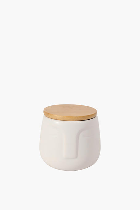 Face Canister With Wood Lid Small