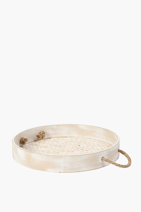 Basket Weave Round Serving Tray