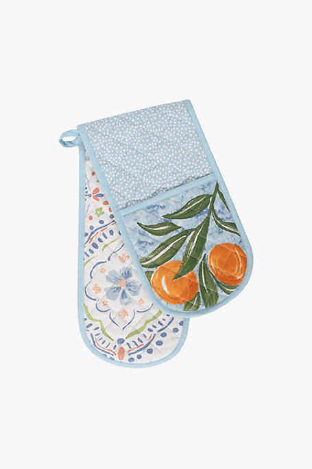 Printed Olive Double Oven Glove