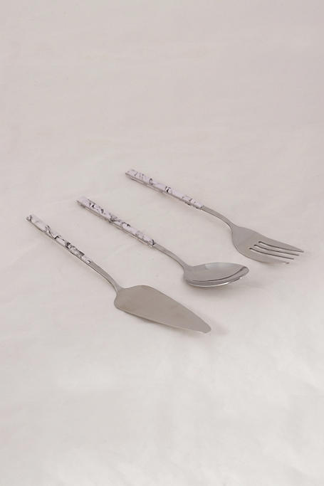 3 Piece Marble Handle Cutlery Set