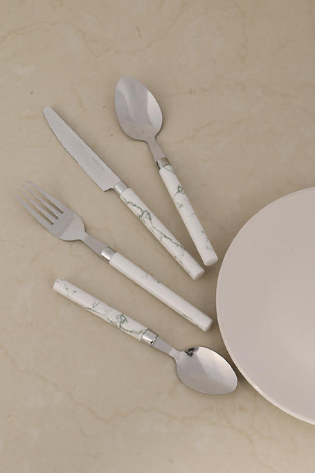 24 Piece Marble Design Cutlery Set
