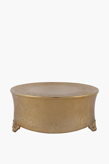 Scalloped Embossed Metal Cake Stand