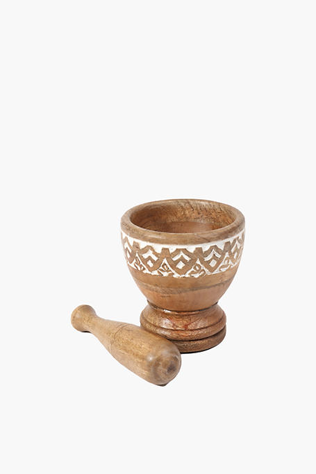 Carved Mangowood Pestle And Mortar