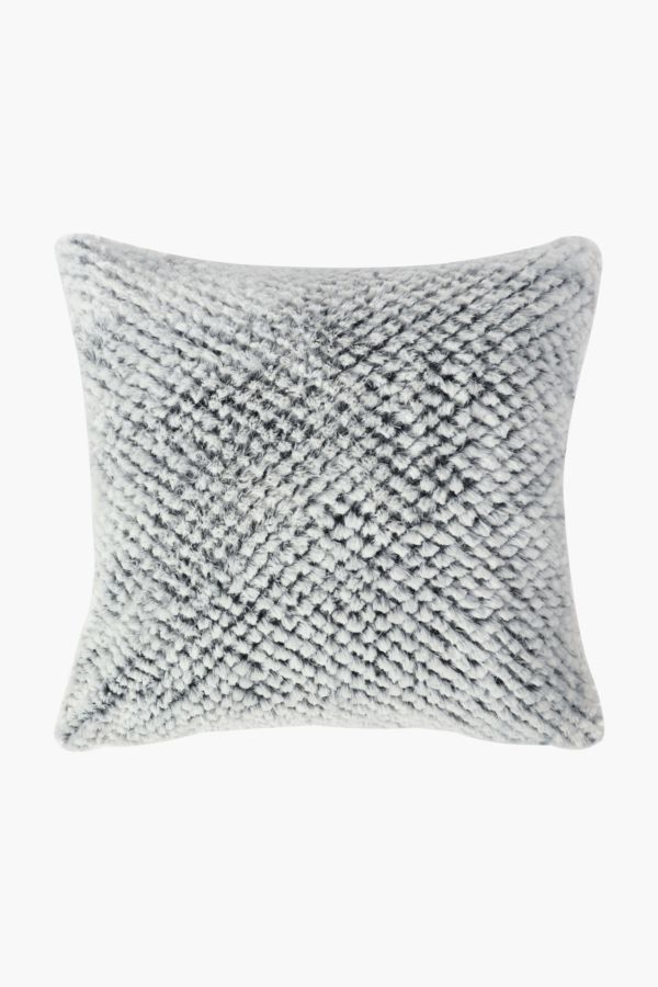 Faux Fur Embellished Ditsy Scatter Cushion, 50x50cm