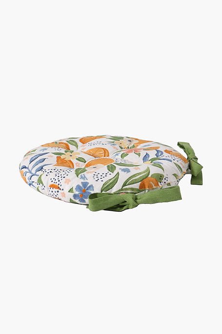 Printed Round Olive Floral Chair Pad 40cm