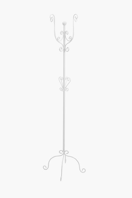 Decorative Scroll Coat Stand, White Coat Stand With Seat