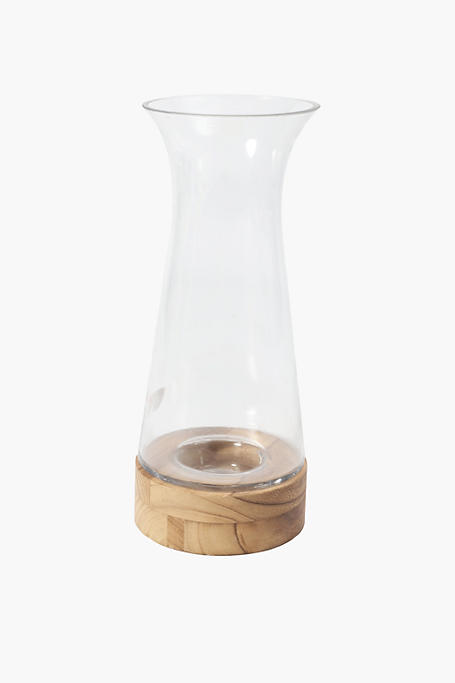 Wooden Base Glass Vase