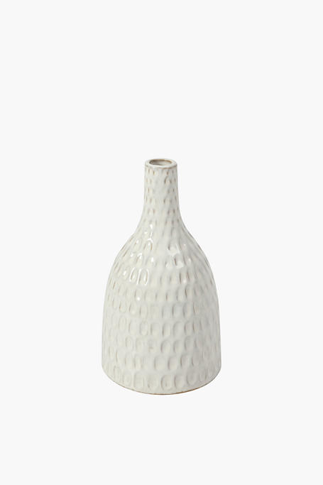 Dimple Glazed Vase M Wht