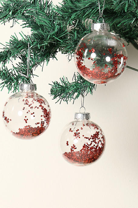 6 Pack Glitter Hanging Baubles