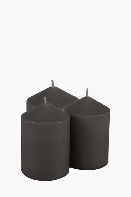 3 Unscented Pillar Candles 10cm