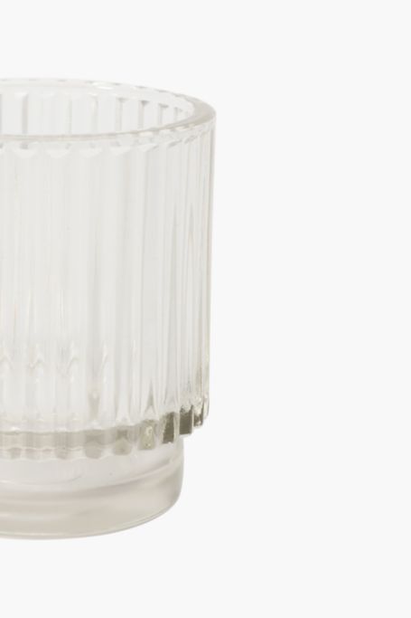 Glass Ribbed Candle Holder