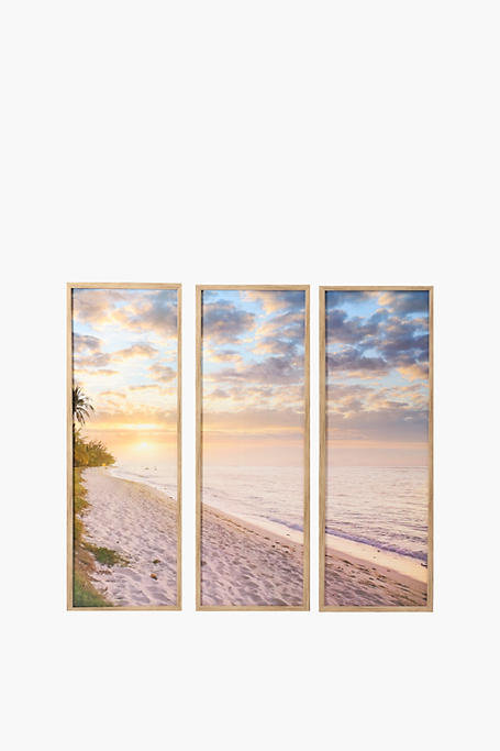 3 Piece Framed Beach Canvas 33x95x75cm