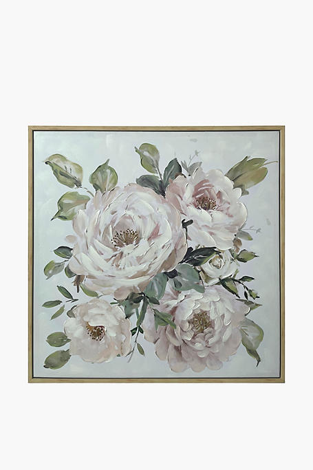 Framed Embossed Floral, 100x100cm
