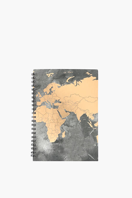 World Map Spiral Notebook A4