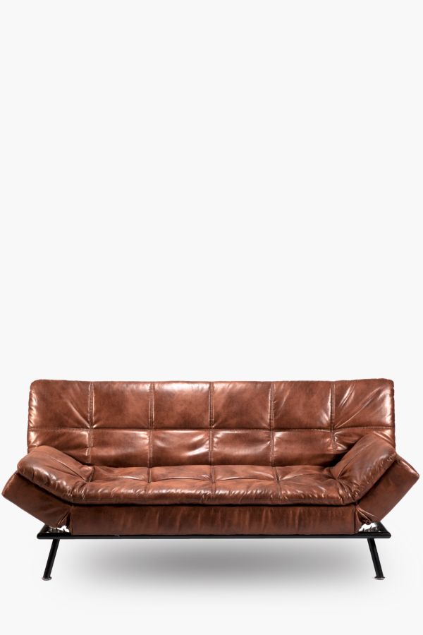 Distressed Sleeper Couch, Brown Leather Sleeper Couch