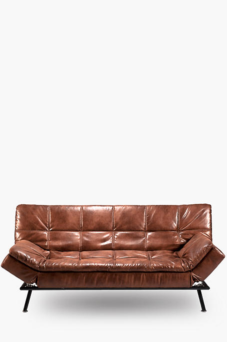 Distressed Sleeper Couch, Tan Leather Sleeper Couch