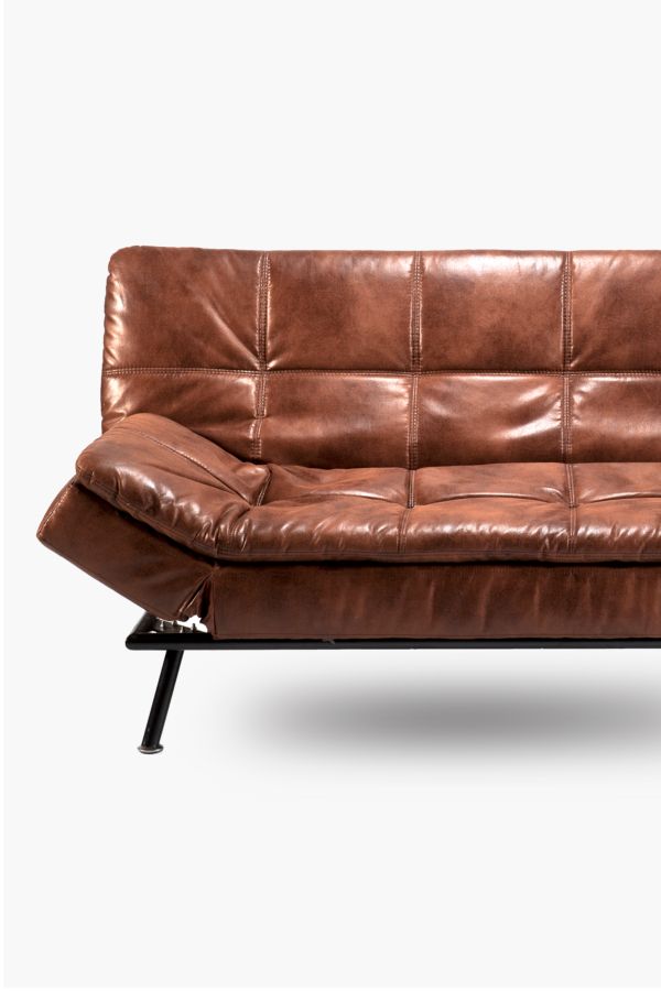 Distressed Sleeper Couch, Tan Leather Sleeper Couch