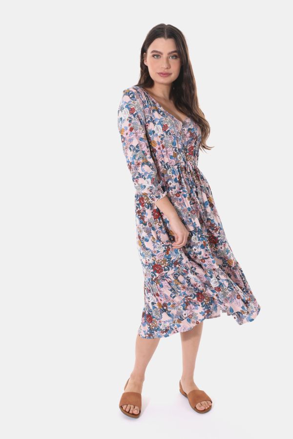 Print Long Sleeve Dress